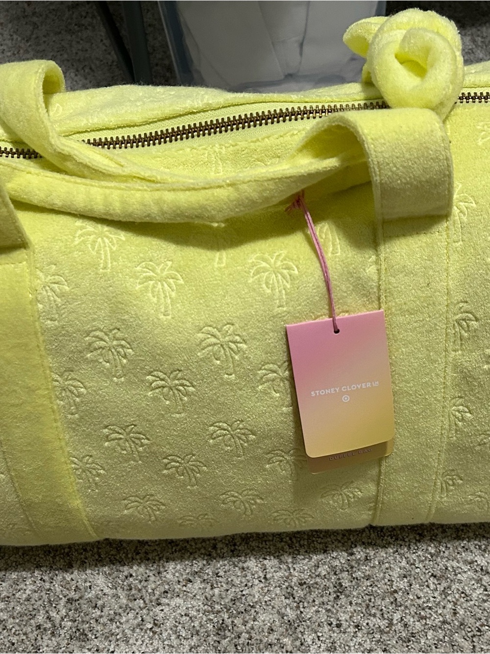NWT BRIGHT Yellow Embossed Stoney Clover Duffel Bag